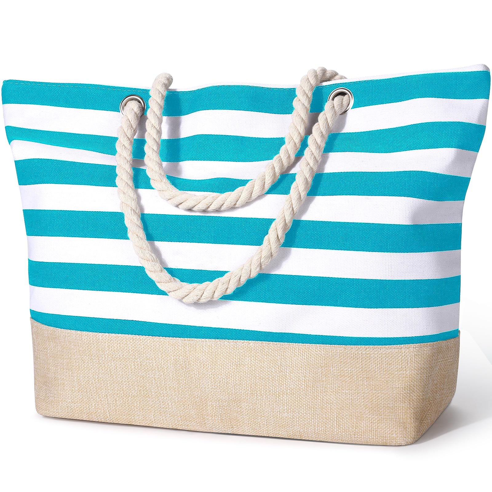 Januts Bolsa de Playa Mujer Grande con Cremallera Bolsos Tote Bag de Playa Impermeable Bolso de Mano Bolso Playa Shopper Bolsa de Hombro para Playa Viajes Compras Escuela Trabajo