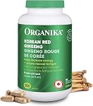 Organika Canadian-Made Korean Ginseng rouge - 6 Roots de l'année, soutien énergétique, support du stress, effet de réchauffement 200caps