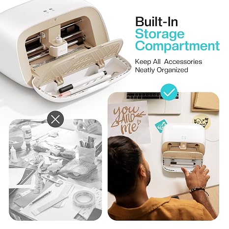 Likcut Smart Compact Vinyl Cutter Machine S501, Light Grip 4.5 x 12 Cutting Mat, DIY Cutting Machine for Sticker Joy Craft & Party Supplies, Wedding Decor, Beige