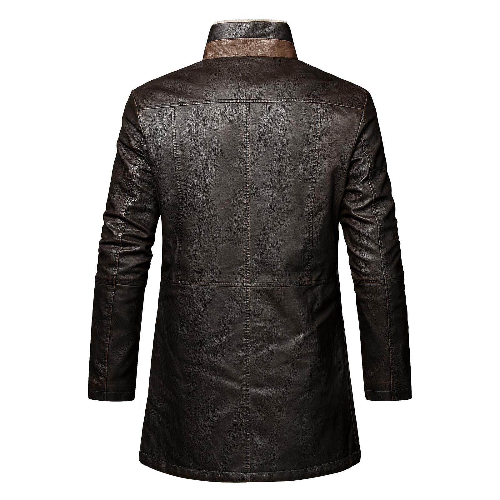 Cappotto Invernale Pelle Uomo Cappotto Moto Uomo Cappotto Pelle Trench in Lana con Revers a Maniche Lunghe Tinta Unita Cappotto Caldo Foderato Cappotto Pelle Vacanza Casual Vintage Taglie Forti