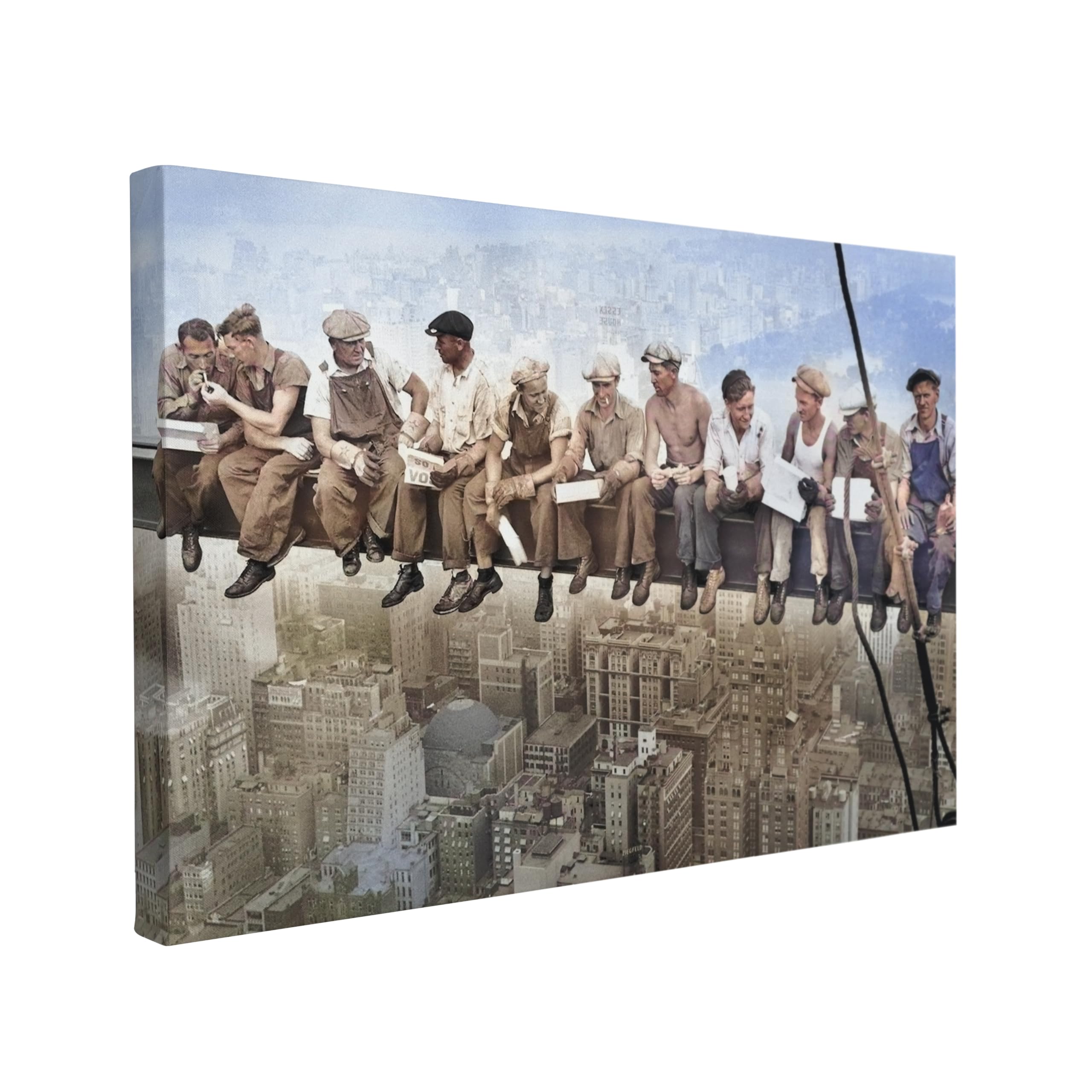 Everyday Designs Whelhung - Lunch atop a Skyscraper - Canvas Wall Art Home Decor Ironworker Print (20 x 30 Inches) Innovative Instant Hanging System