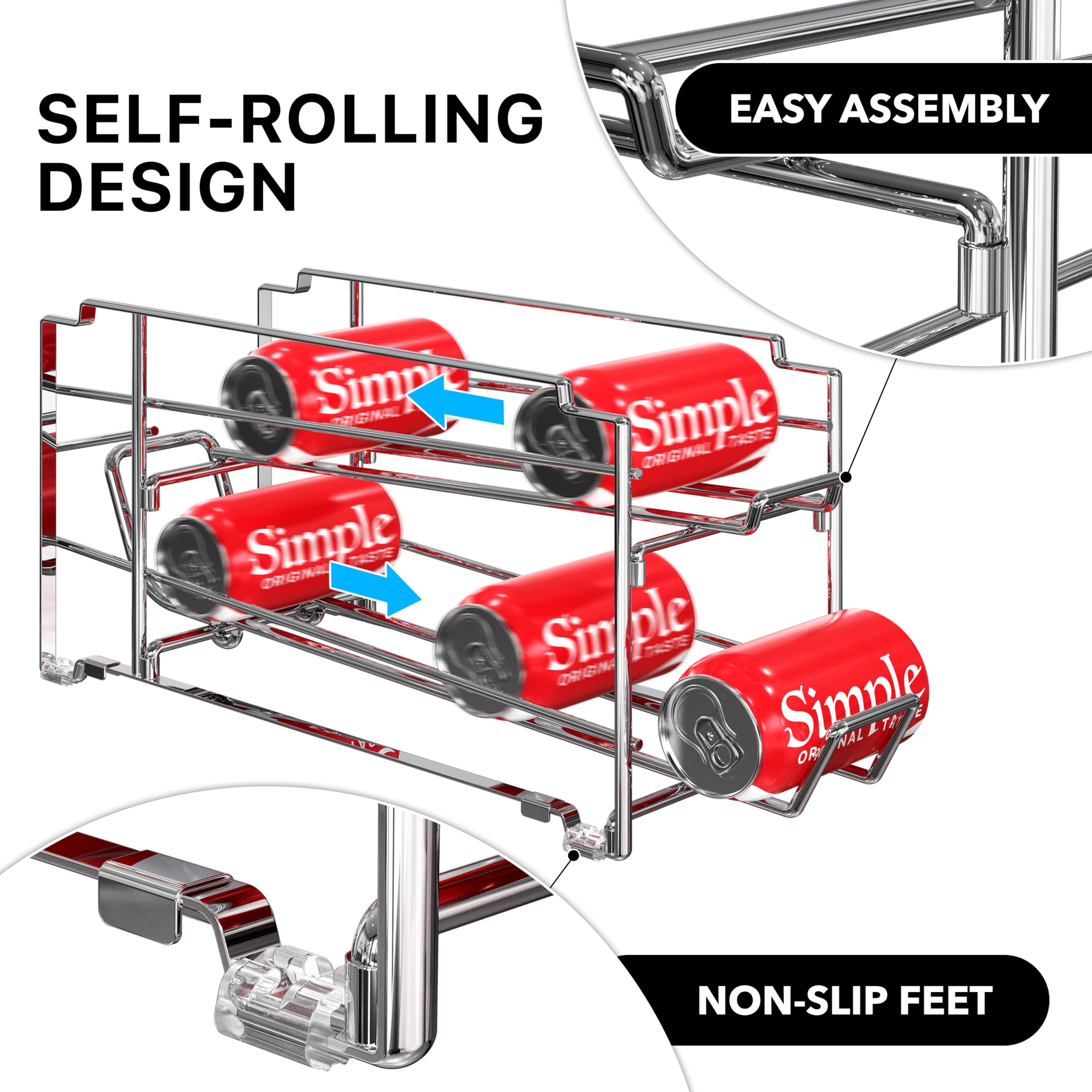 Load From Front Can Storage Rack Snapklik.com : Simple Houseware Stackable Front Loading Beverage Can ...