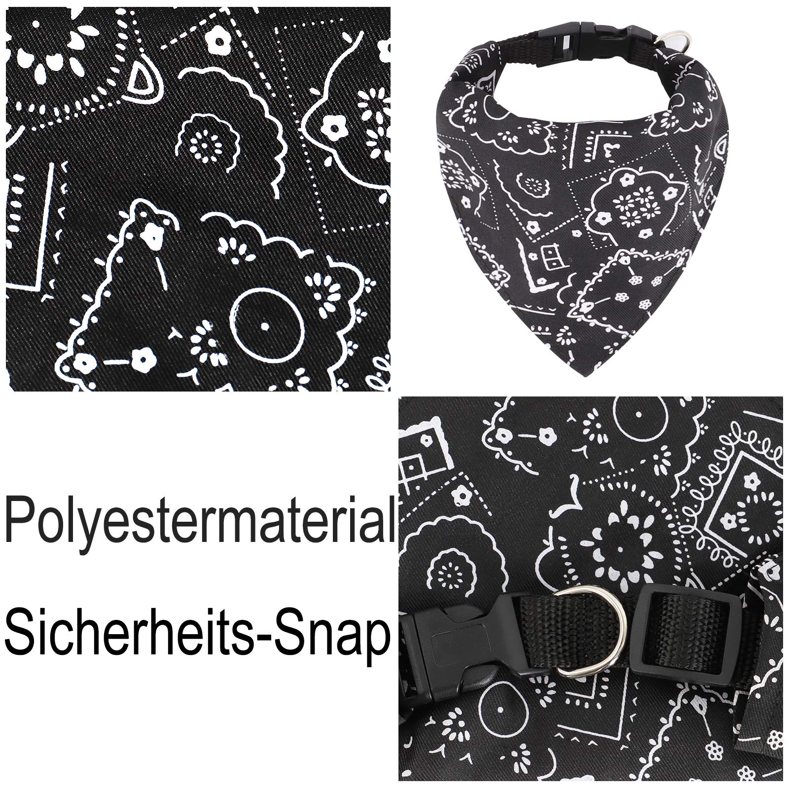 Cani Bandana Foulard Regolabile per Animali Domestici Cucciolo Cane Piccolo Gatto (S, Nero)