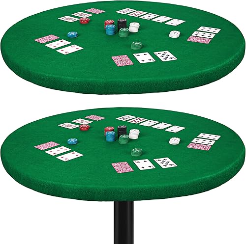 TURSTIN Paquete de 2 manteles de fieltro para mesa de juego de cartas, redondos, elásticos, para juego de mesa, Mahjong Dominó para fiestas, juegos