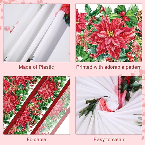 Miniatura 3 de Frienda 3 manteles de Navidad de 108 x 54 pulgadas, mantel de plástico de Navidad, mantel rectangular de Navidad para decoración de fiestas de