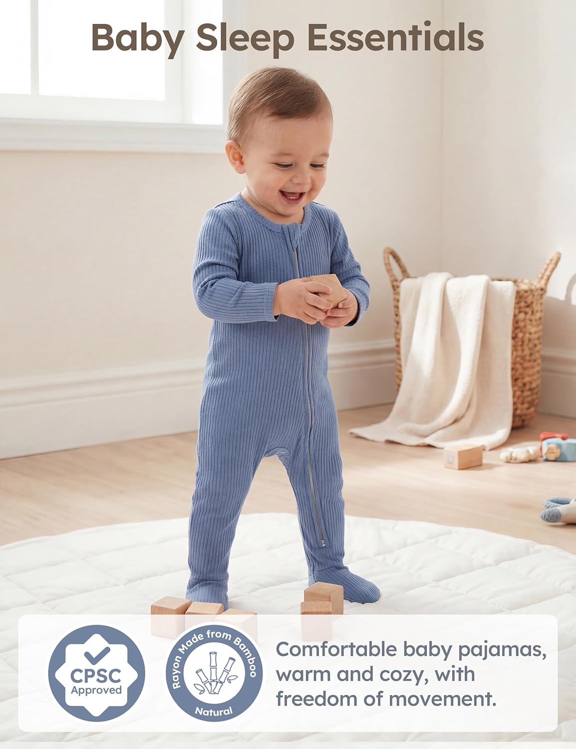 Unnivoll Baby Pajamas Baby Sleepers Rayon From Bamboo for Newborn 0-3 3-6 6-9 Months Footie Pjs Baby Boys Girls Clothes