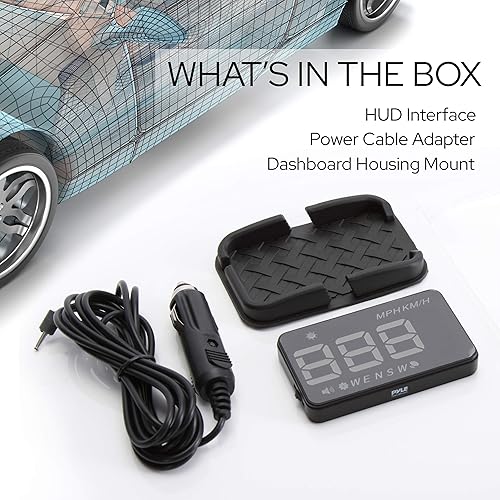 Miniatura 7 de Pyle HUD de coche de 3.5 pulgadas, pantalla frontal multicolor para parabrisas proyector, velocidad del vehículo y brújula de navegación GPS, Plug &