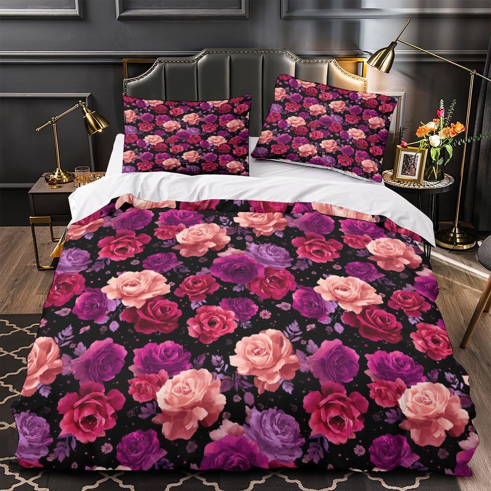 Parure de lit mariage romantique microfibre hypoallergique