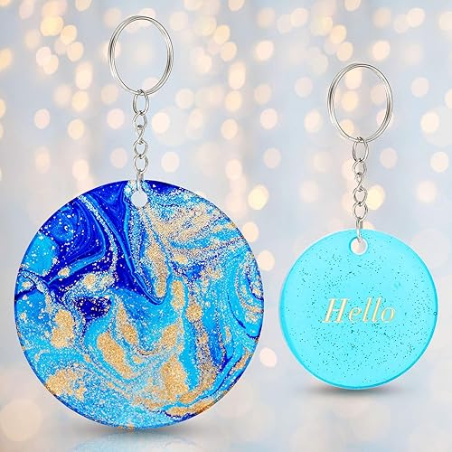 Miniatura 3 de 10 moldes redondos para llavero, moldes de resina de silicona, llavero circular con agujero con 20 anillos para llaves, fabricación de joyas,