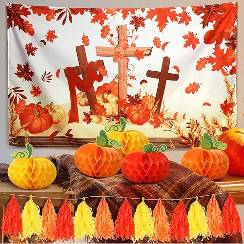 Miniatura 6 de Preboun El kit de 31 piezas de decoración de Halloween para tronco o automóvil incluye telón de fondo de otoño de 73 x 43 pulgadas, 6 decoraciones