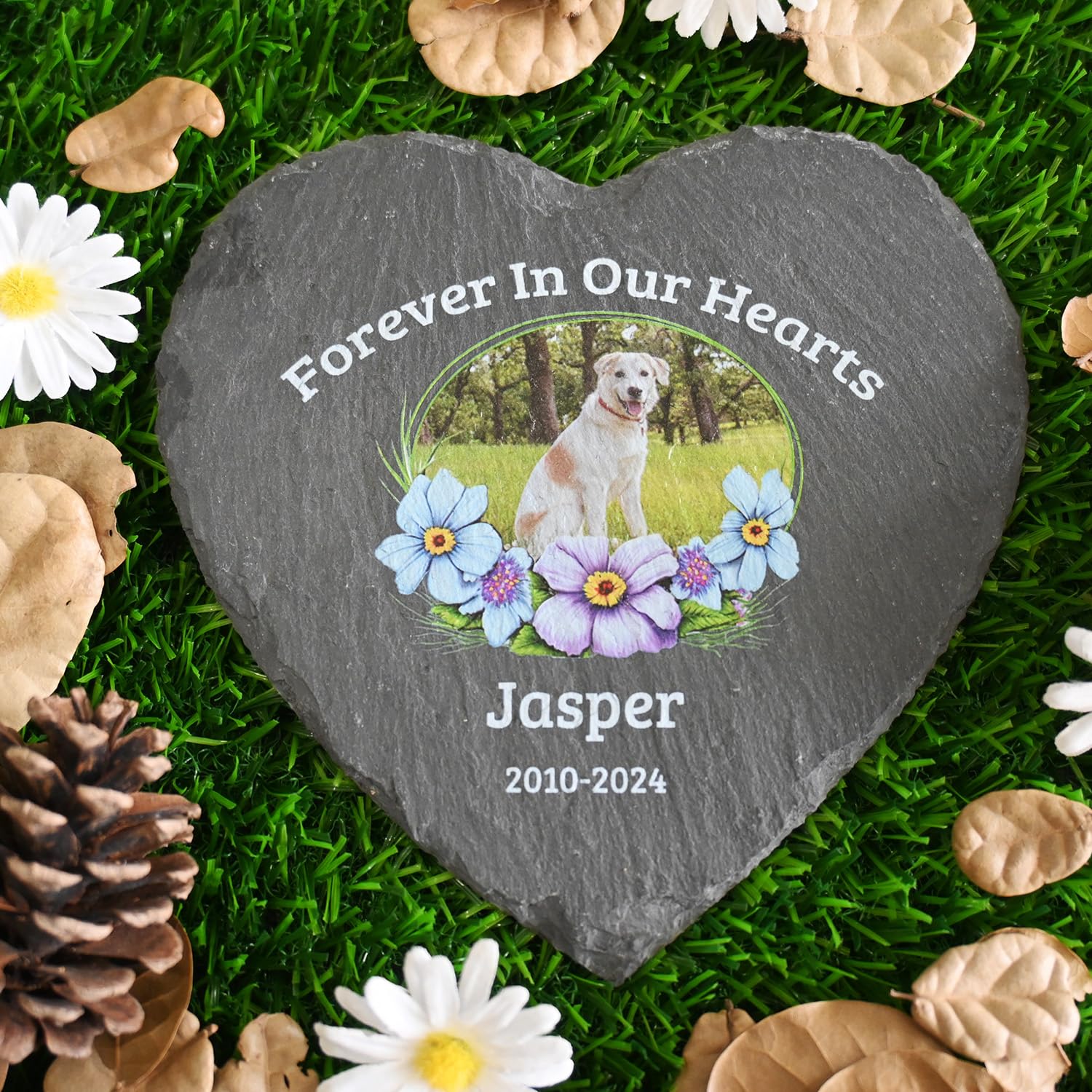 HaEnLab Personalized Dog Memorial Stone, Pet Memorial Gifts for Loss of Dog, Forever in Our Hearts Pet Loss Gifts, Custom Headstone Sympathy Gift, Cemetery Decorations for Grave, Gifts for Cat Lovers