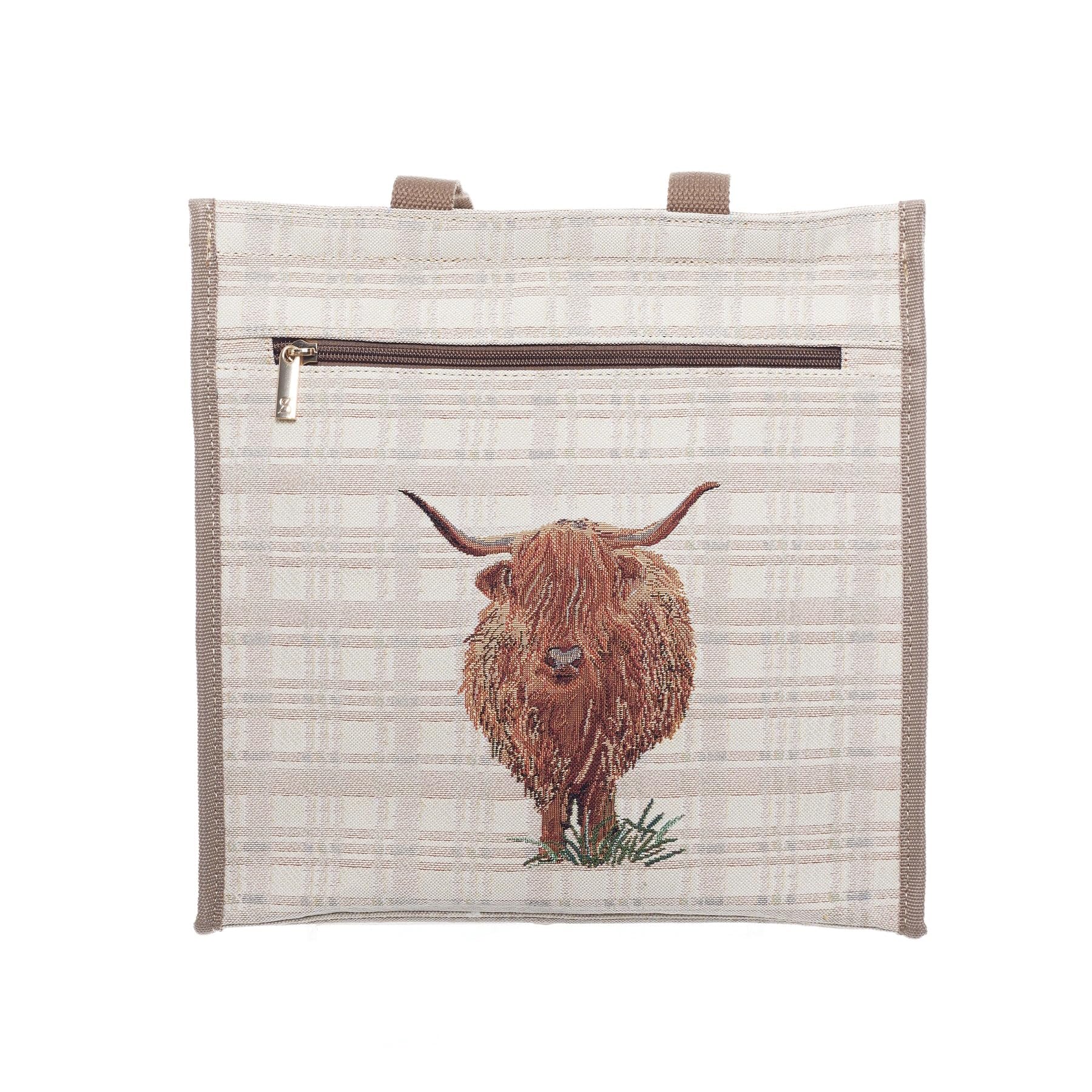 Signare Tapestry Highland Cow Collection Shopper Bag with Pockets, Eco-Friendly, Reusable and Vegan Friendly, Rustic Charm Style - Image 3