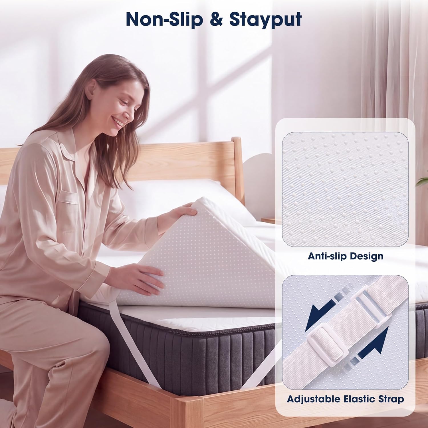 VALUXE 3 Inch Gel Memory Foam Mattress Topper California King Size High Density Cooling Pad Pressure Relief Bed Topper (with Removable & Washable Bamboo Cover)