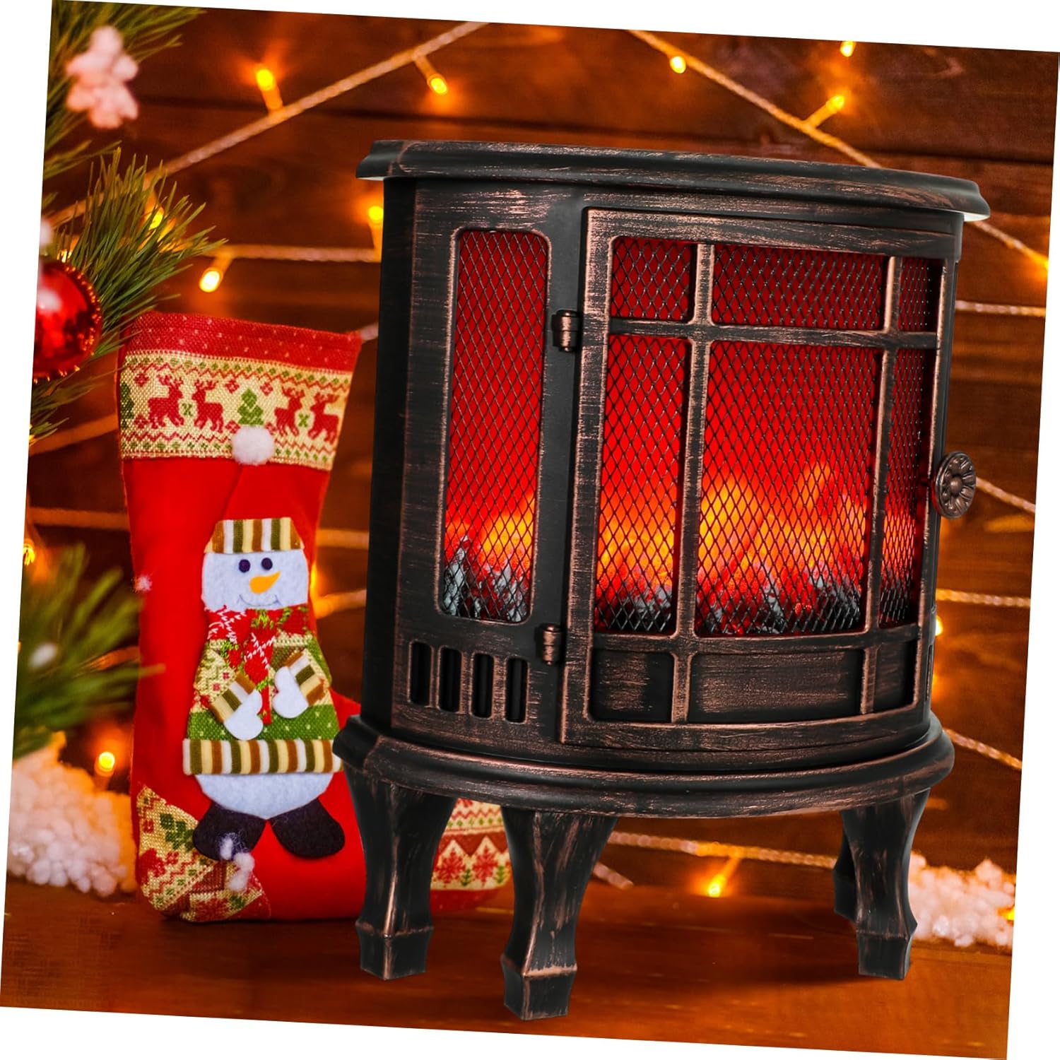 MAGICLULU Delicate Fireplace Flame Light Rustic Decor Home Decor Night Lamp Battery Operated