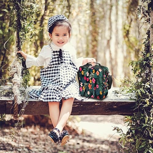 Miniatura 6 de Bolsa de almuerzo reutilizable con hojas de palma tropical para mujeres y hombres, flores de hibisco, lonchera aislada de alta calidad, bolsa de