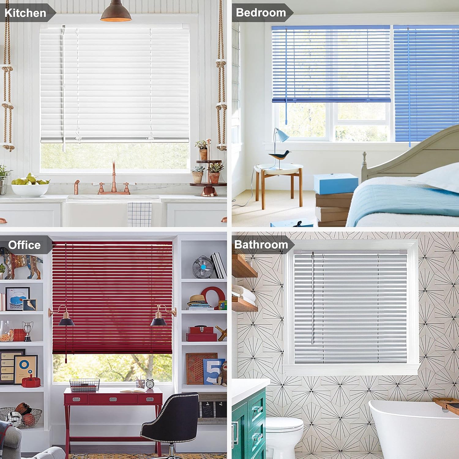 Amazon｜LazBlinds カスタムサイズ ドリルなし 2.54cm アルミミニ