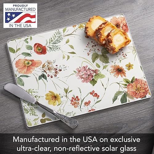 Miniatura 4 de CounterArt Blessed by Nature Tabla de cortar de vidrio templado de 0.118 in de 10 x 8 pulgadas, fabricada en los Estados Unidos, tabla de quesos