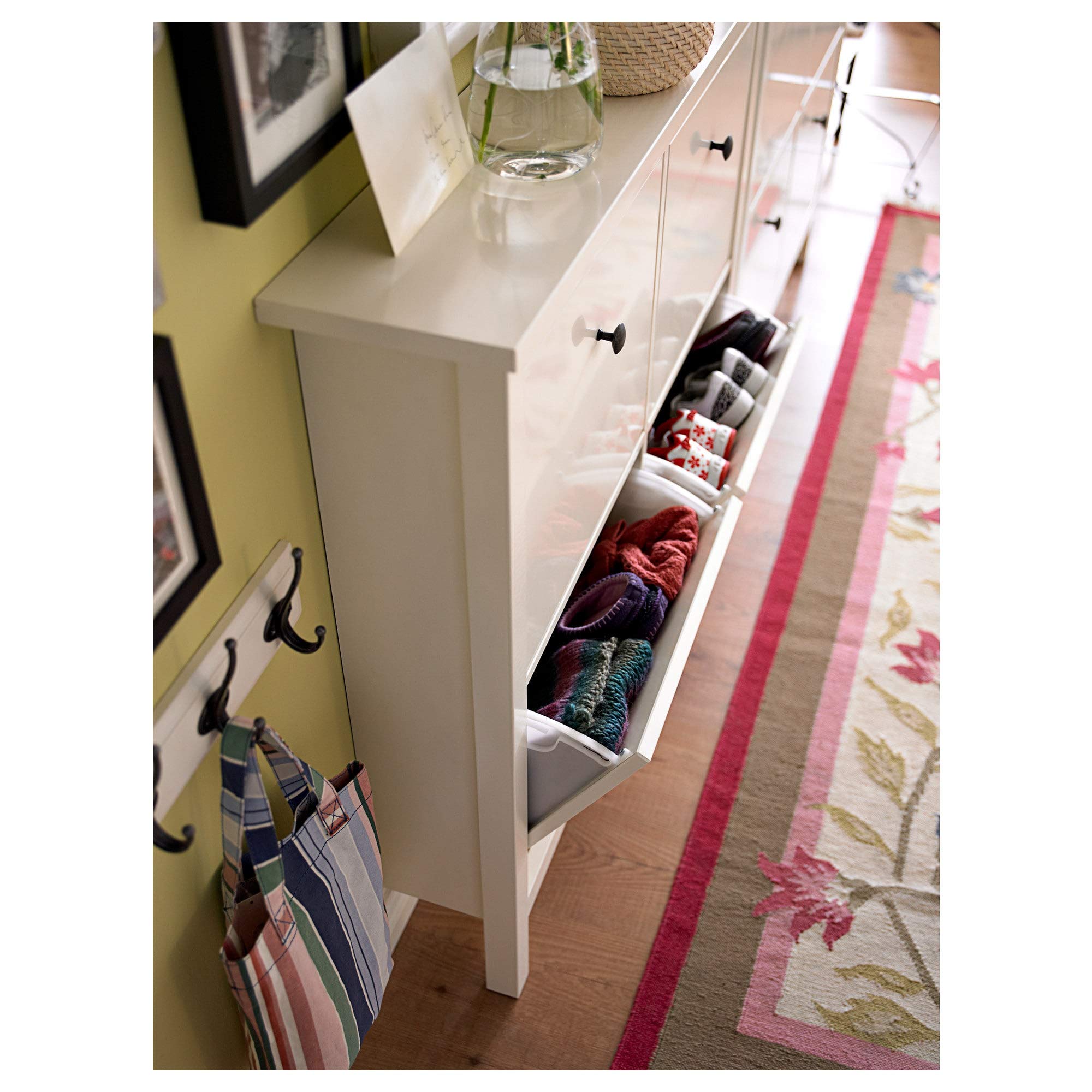 MBI Scarpiera con 4 scomparti Bianco, Dimensioni assemblato: Larghezza: 107 cm, Profondità: 22 cm, Altezza: 101 cm