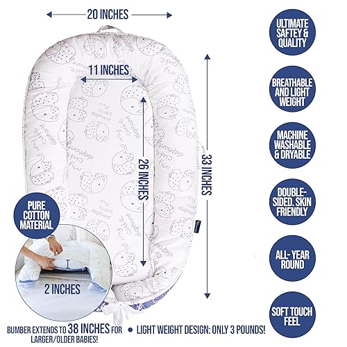 Miniatura 3 de Comfeez Funda para tumbona de bebé, funda para nido de bebé de 0 a 18 meses, esenciales para recién nacidos, acurrucarse para bebés (BL15 - Animales