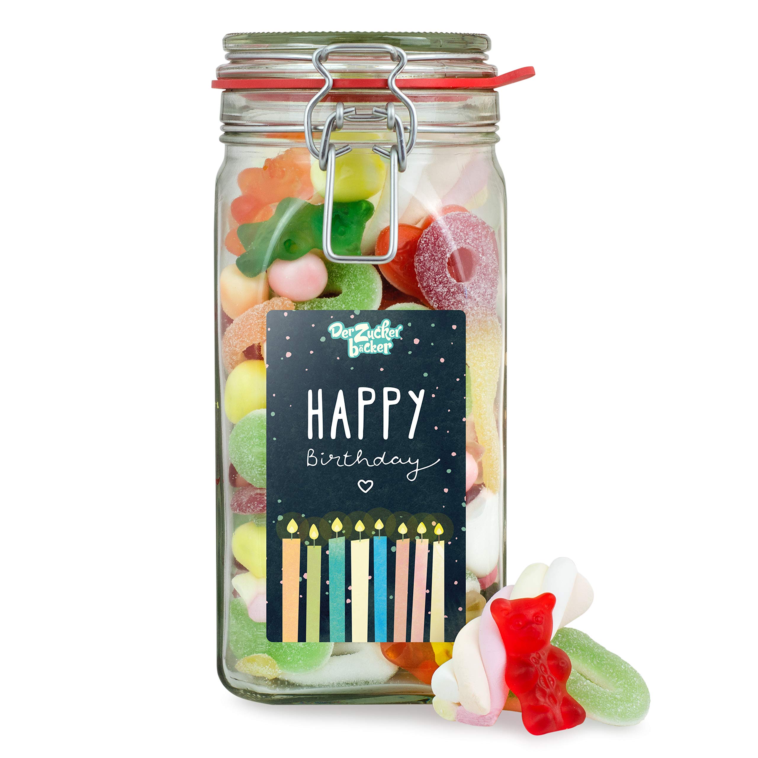 Happy Birthday Süßigkeiten-Naschglas zum Geburtstag | groß, für Familie, für Freunde, für Mitarbeiter