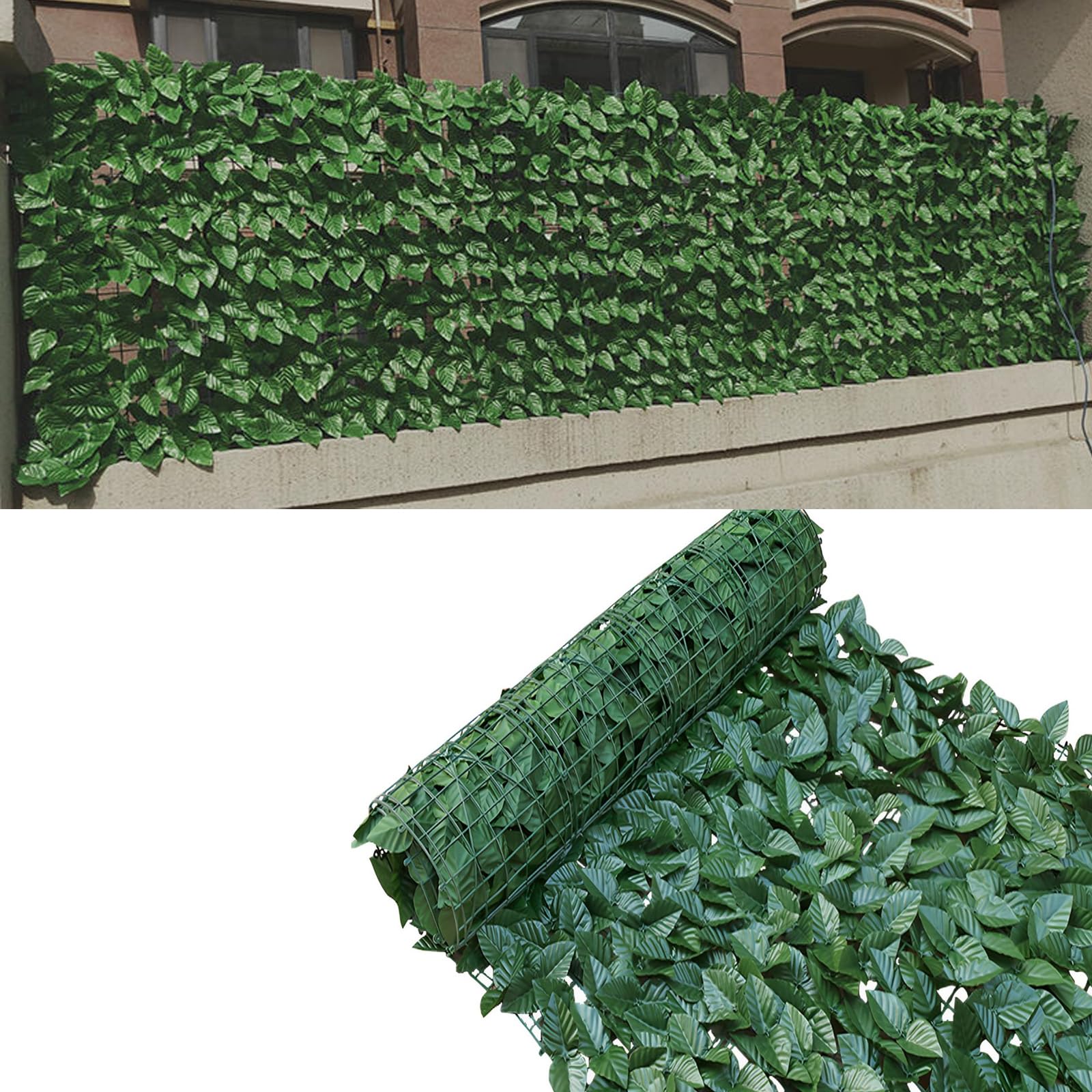 Verseo Recinzione da parete di edera artificiale, espandibile, pannello di siepe verde, resistente alle intemperie, decorazione da parete per patio, balcone, giardino, cortile, interni ed esterni, 1