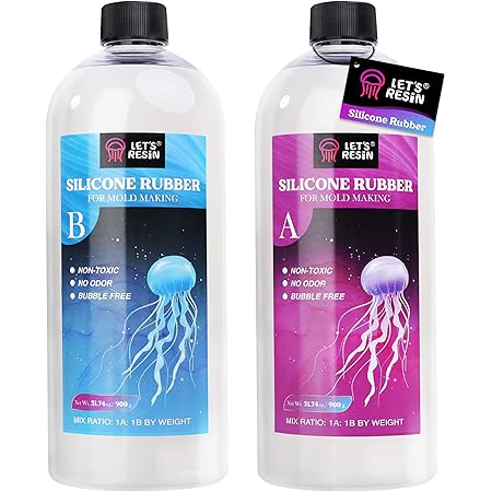 LET'S RESIN Silicone Mold Making Kit 63.48oz/3.968lbs,Non-Toxic Mold Making Silicone Rubber,Silicone Mold Maker,Clear Liquid Molding Silicone Kit for Resin Molds, Silicone Molds Making…