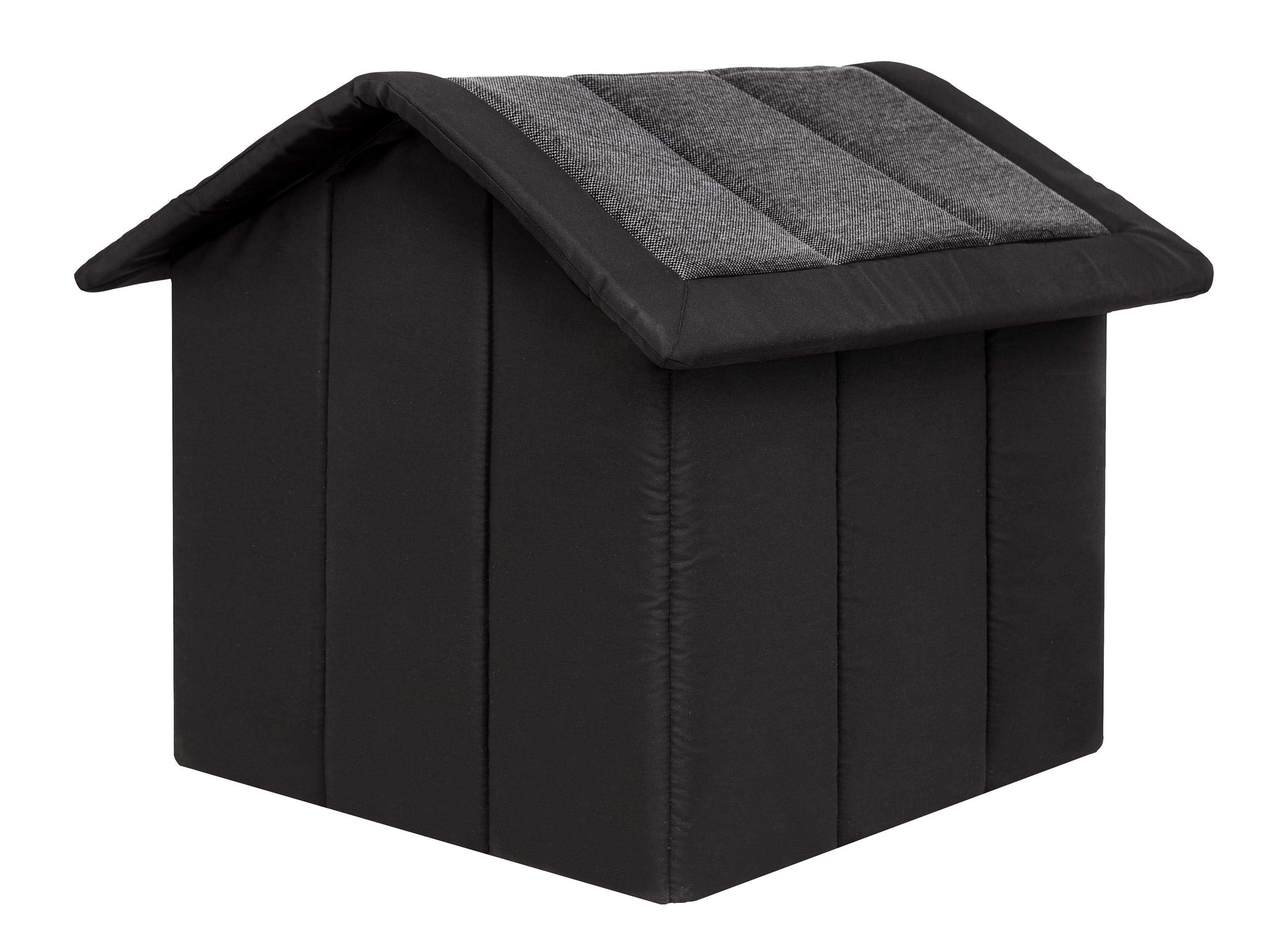 PillowPrim Buda dla psa legowiska dla psa, domek dla psa, domek dla kotów, średnia wielkość L - 52 x 46 cm, grafitowa, czarna