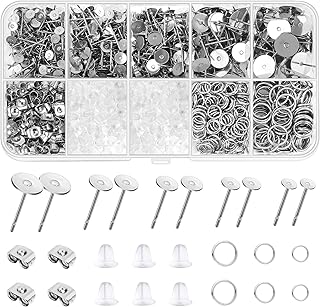 Hypoallergenic Earring Posts and Backs, Shynek 1650pcs Stainless Steel Earring Making Kit Earring Posts Studs, Earring Backs, Jump Rings for DIY Jewelry Earring Making