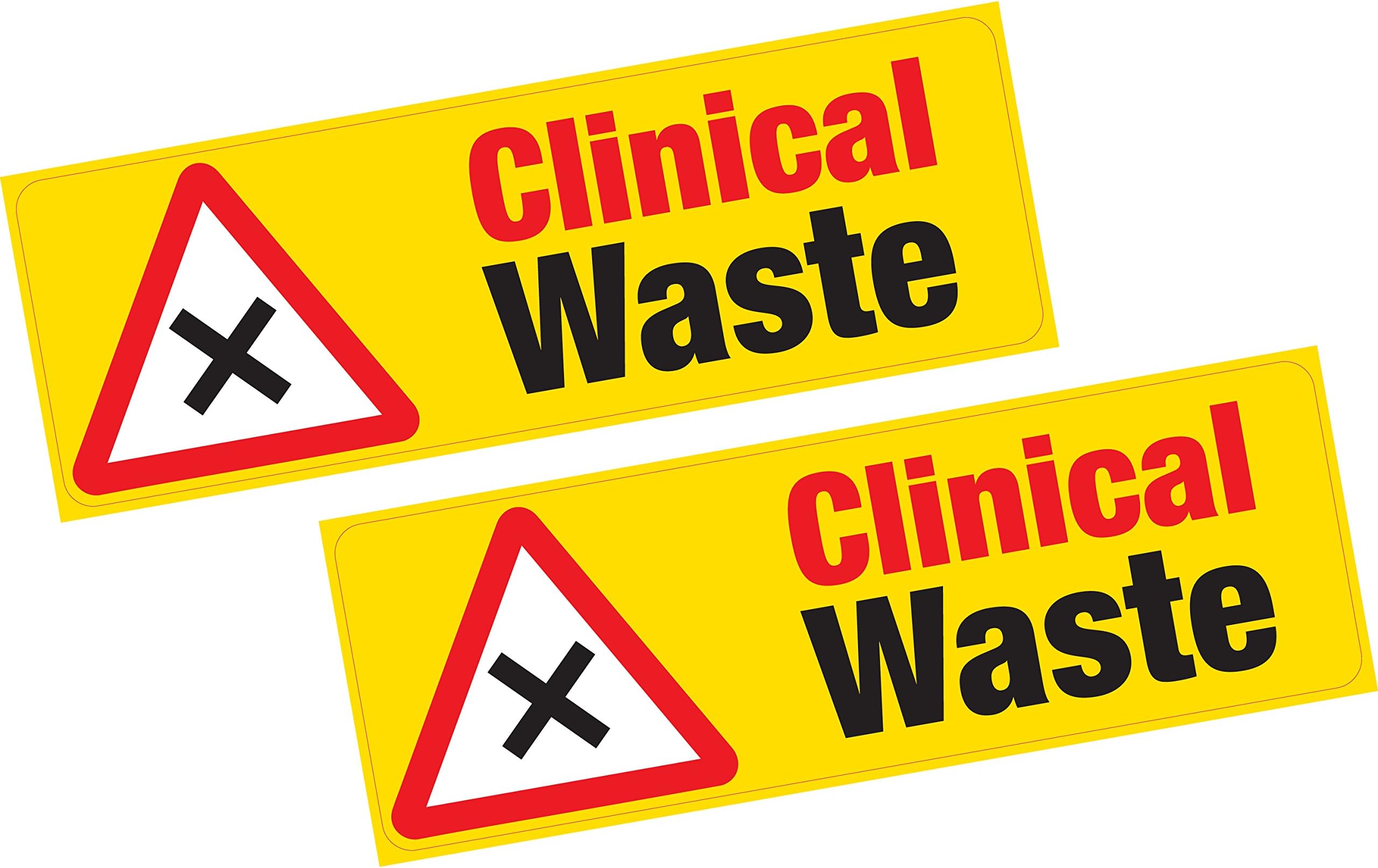 2 x Clinical Waste Vinyl Stickers Hazard Health and Safety Shop Business