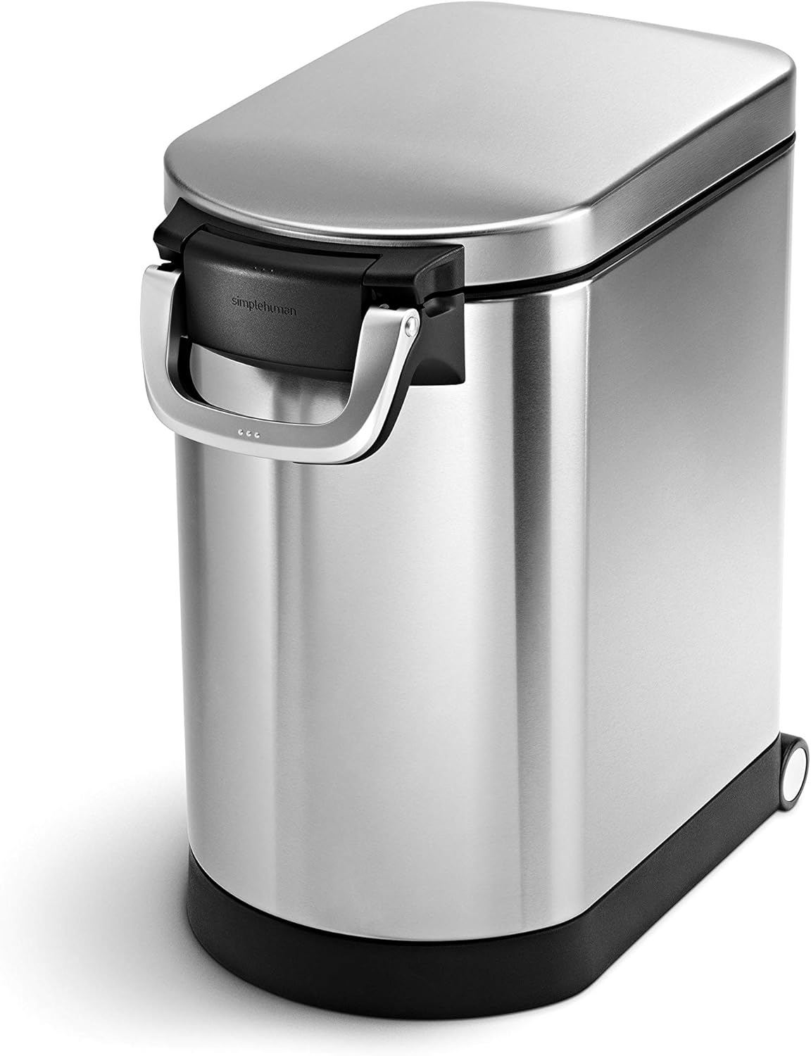 simplehuman 25 Liter, 27 lb / 12.2 kg Medium Pet Food Storage Container for Dog Food, Cat Food, and Bird Feed, Brushed Stainless Steel Medium Brushed Stainless Steel