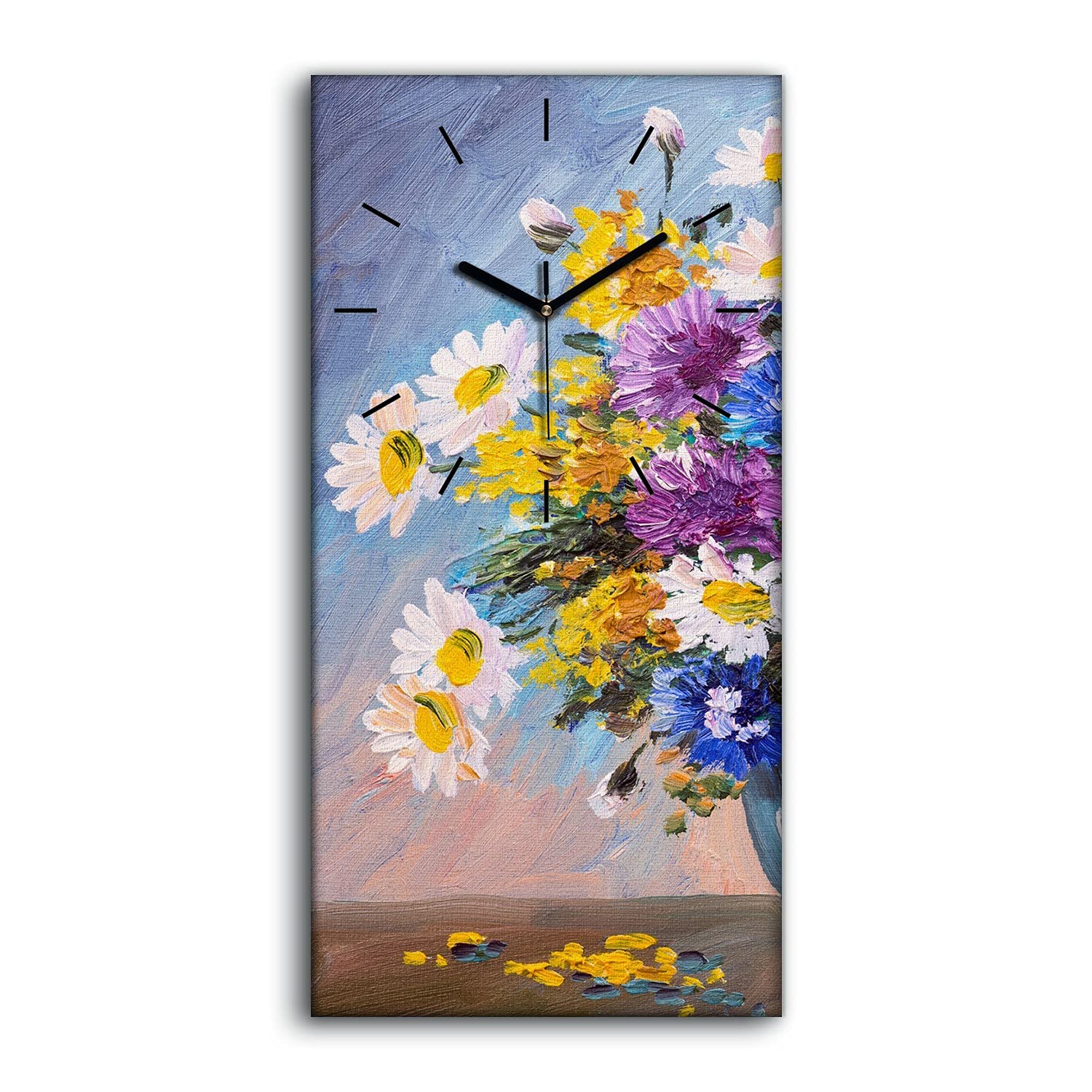 Horloge sur Toile Silencieuse Ne Pas Tic Tac Motif Bouquet Fleurs Sauvages