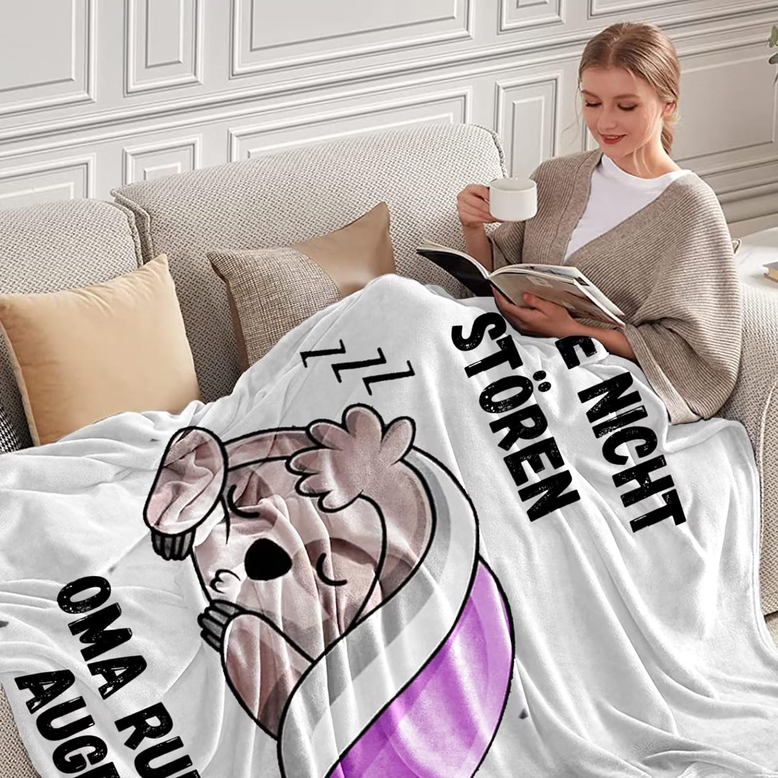 Überwurfdecke Für Oma Zum Geburtstag – Weiche Mikrofaser, 152x128 Cm, Personalisiertes Geschenk Mit Lieber Botschaft