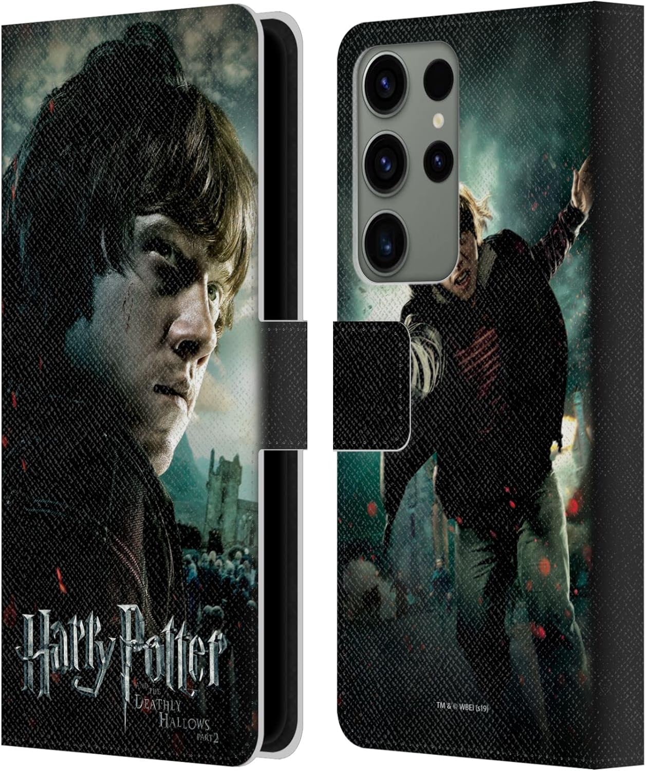 Head Case Designs Officially Licensed Harry Potter Ron Weasley Deathly Hallows VIII Leather Wallet Case Compatible with Samsung Galaxy S23 Ultra 5G