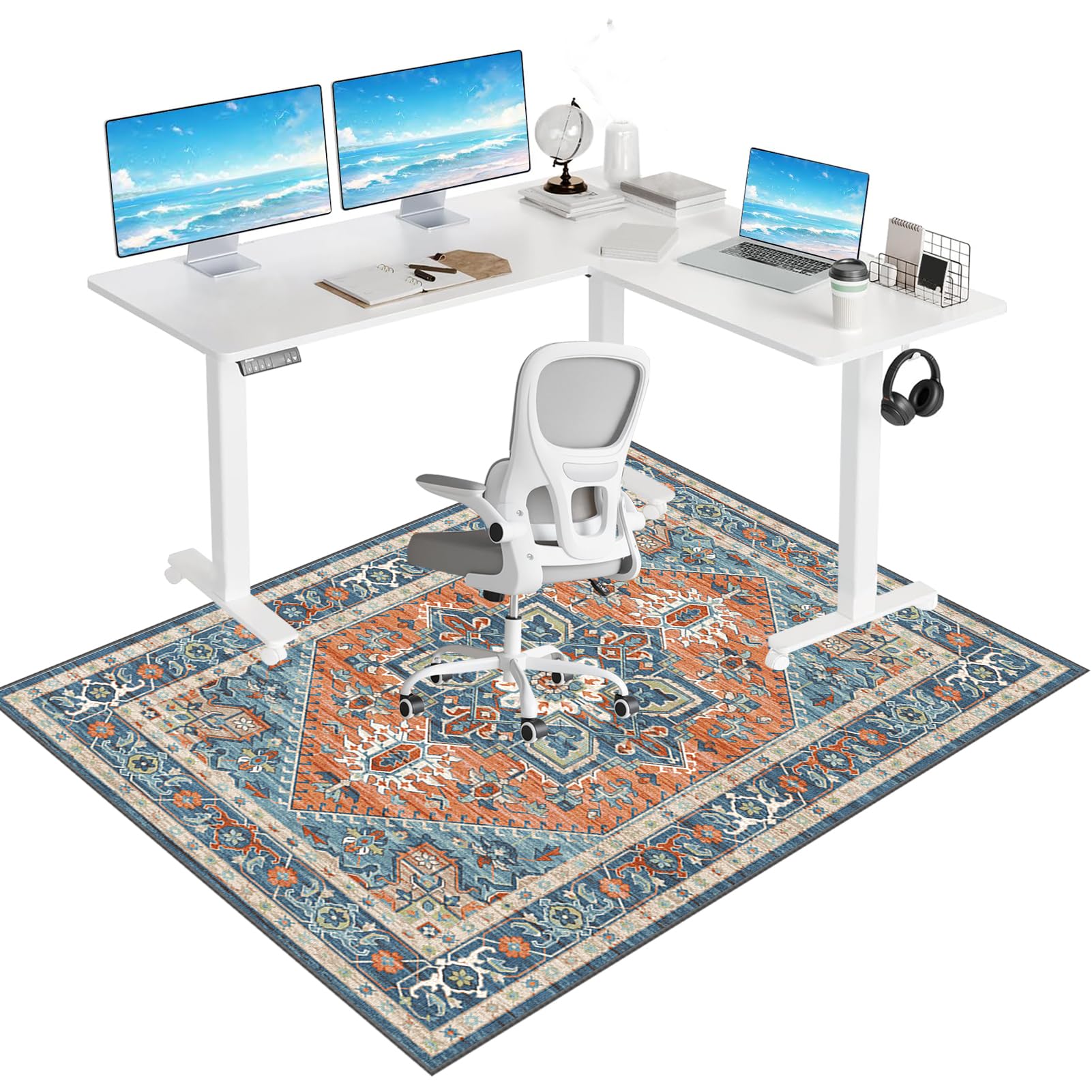Office Chair Mat for Hard Floor, Carpet Protector Chair Mat Large, Chair Mat Computer Gaming Chair Mat, Anti-Slip Desk Chair Mat for Carpet Floors, 80 x 120 cm Floor Protector Mat for Office Home