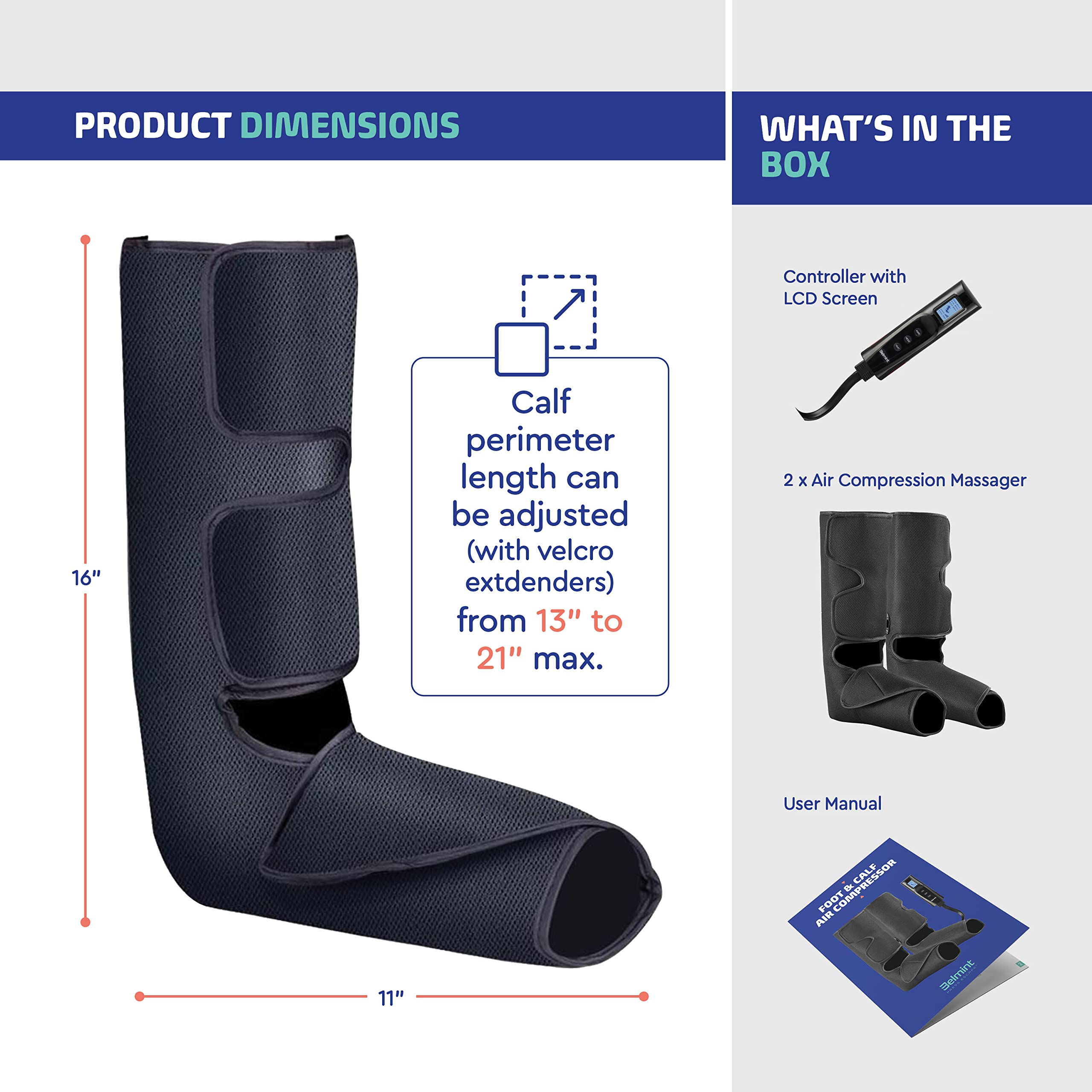 Foot and Leg Massager Pair Leg Compression Boots for Leg and Foot