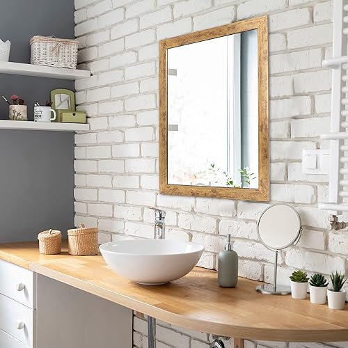 Miniatura 7 de Espejo decorativo de pared para colgar horizontal y vertical, rectangular, marco estándar de 16 x 20 pulgadas (dorado)