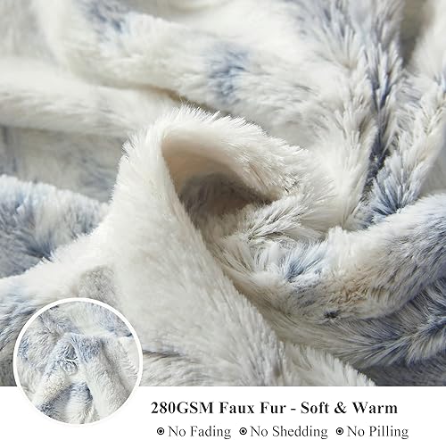 Miniatura 5 de XeGe Juego de 3 mantas de piel sintética suave, manta de sofá lanuda cepillada de doble cara, manta mullida con estampado de mármol de 50 x 60