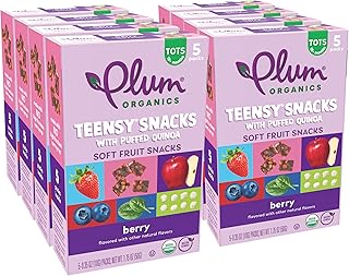 Plum Organics Teensy Snacks Soft Fruit Snacks - Berry with Puffed Quinoa - Organic Toddler Food Fruit Snacks - 0.35 oz Bags (Pack of 40)