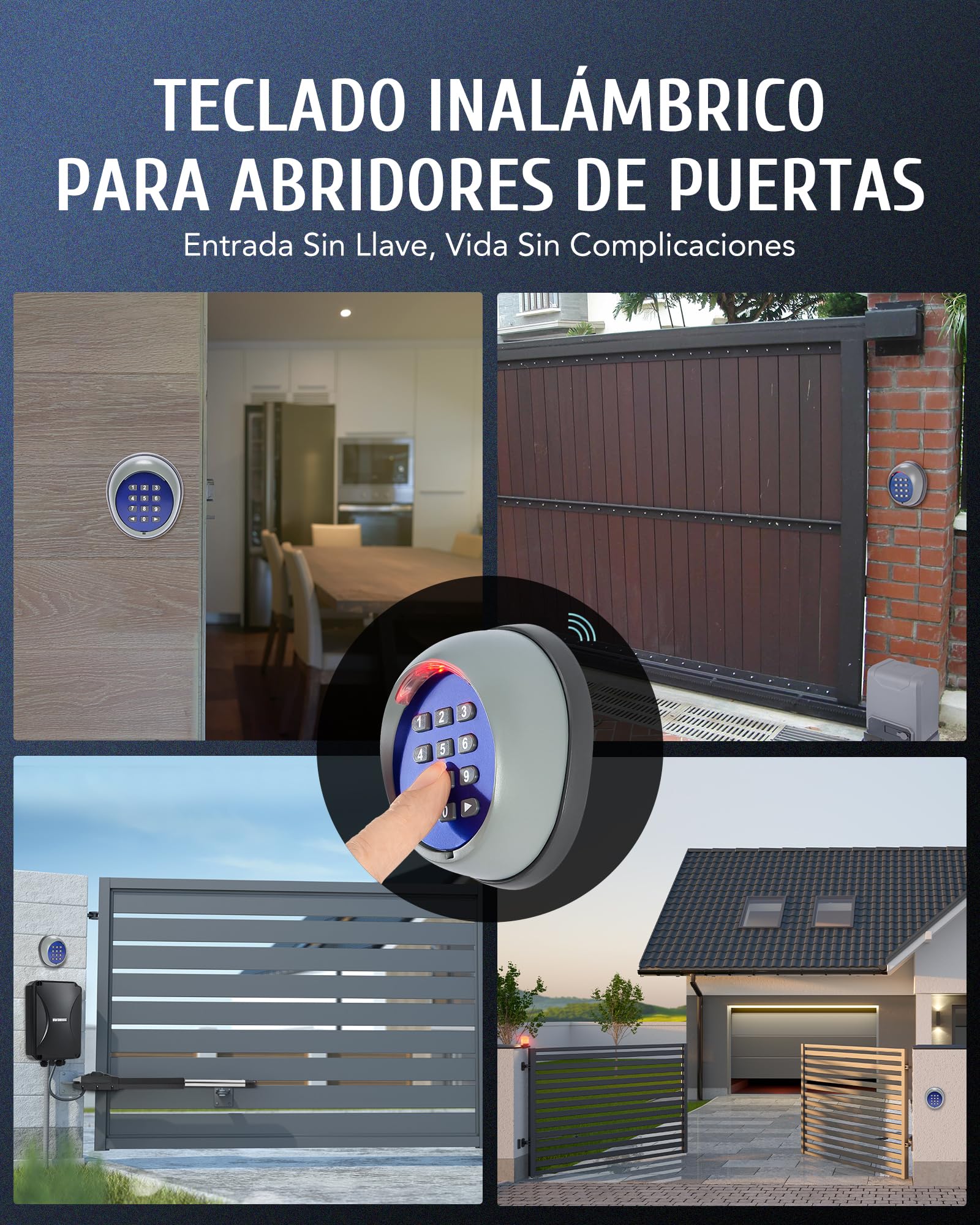 CO-Z Teclado Inalámbrico para Motores Puertas de Marca CO-Z, Sistema de Seguridad para el Hogar con Alcance de 200 m, Transmisor Inteligente sin Cables para Uso Interior y Exterior