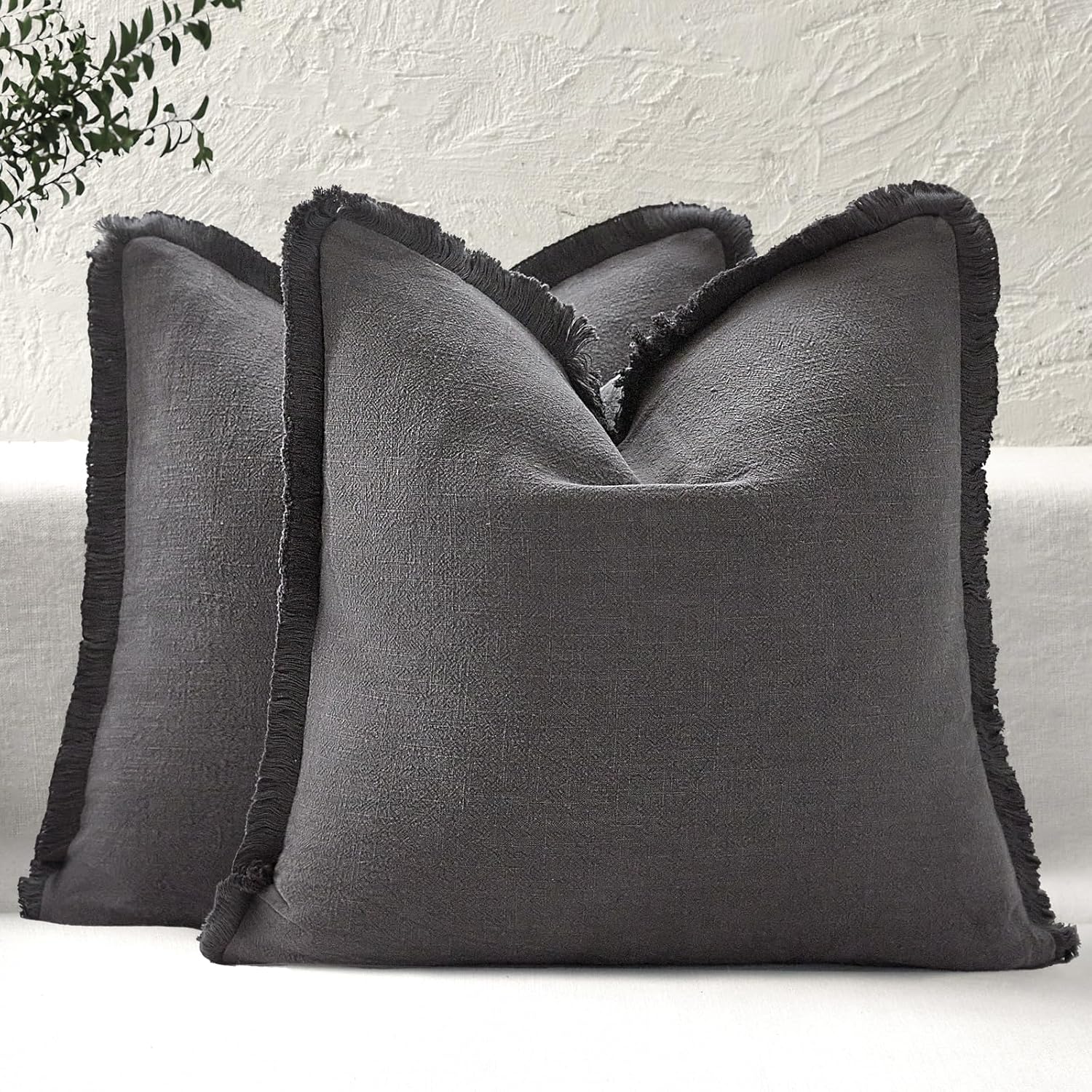 ROMANDECO Boho Decorative Throw Pillow Covers with Fringe