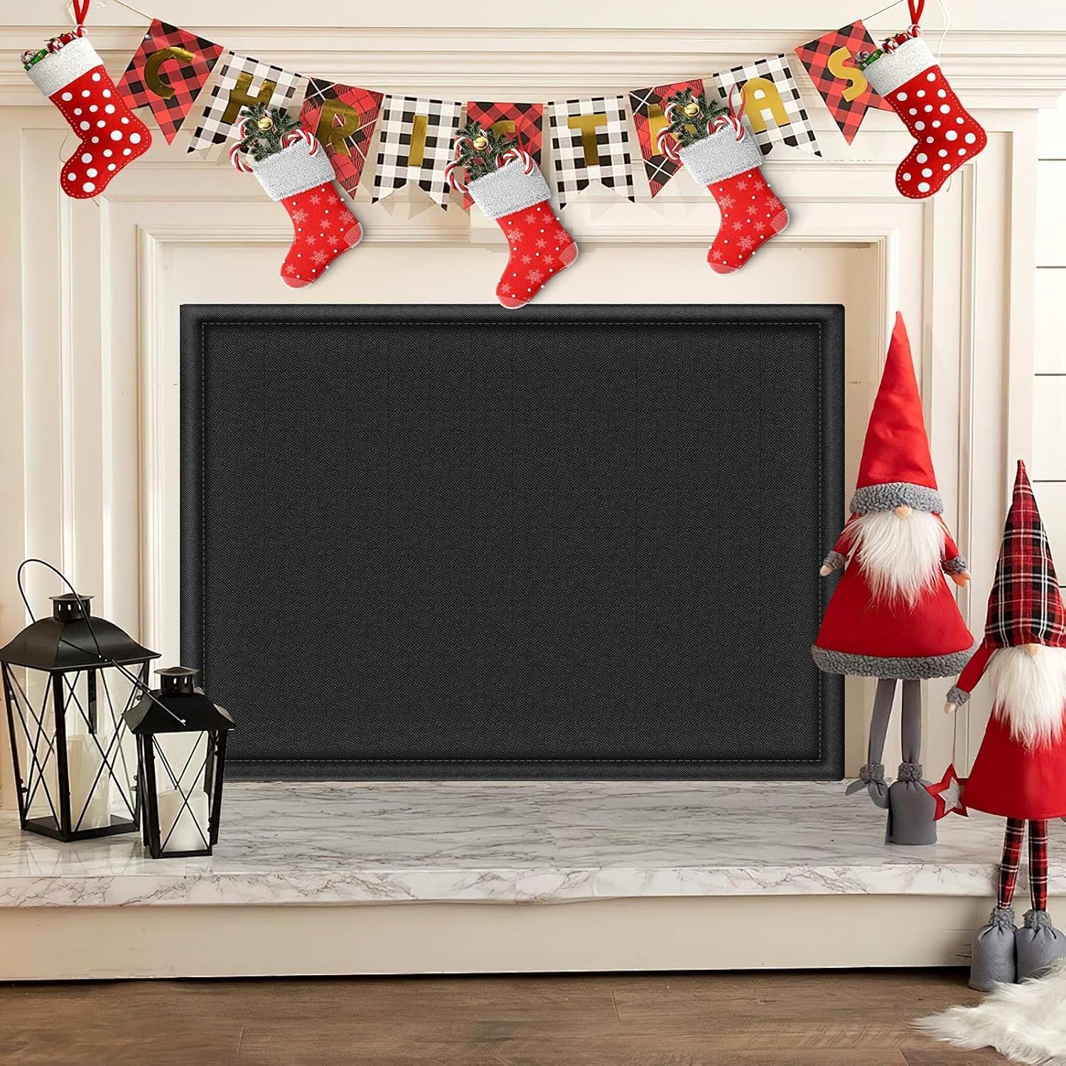 CADARA Fireplace Blocker Blanket Stops Heat Loss, Magnetic Fireplace Draft Stopper, Indoor Fire Place Draft Cover with Hook and Loop Tapes, Cold Air Blocker Save Energy, Black 42" W x 28" H 42"x28"