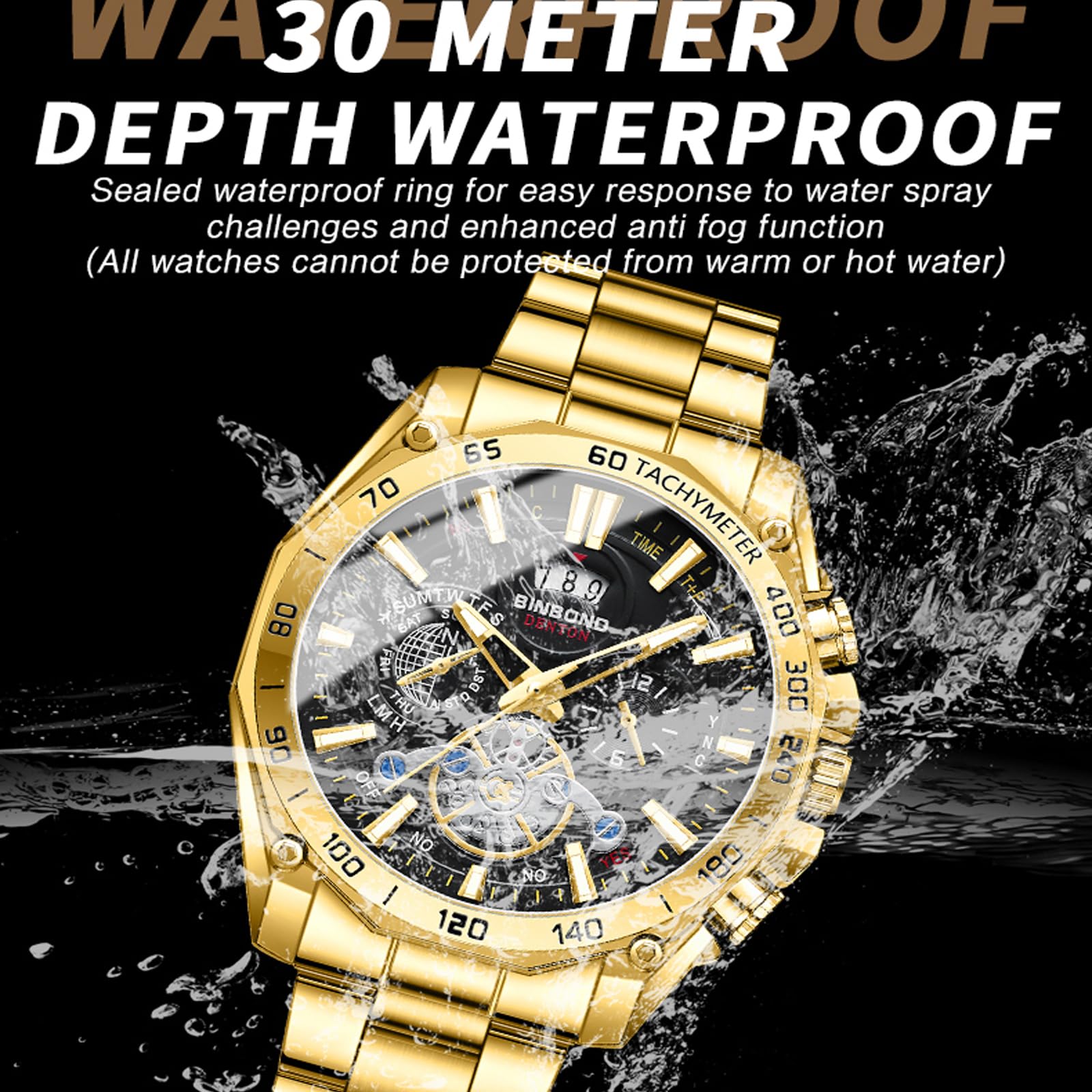Herren-Armbanduhr, 3 Stück, mit Datum, Edelstahl, Quarzuhren, klassisch, Business-Armbanduhr, wasserdicht, leuchtender Kalender, Chronograph, Reloj para Hombr