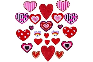 Lystaii 24 Valentine's Hearts Iron-on Embroidered Patches