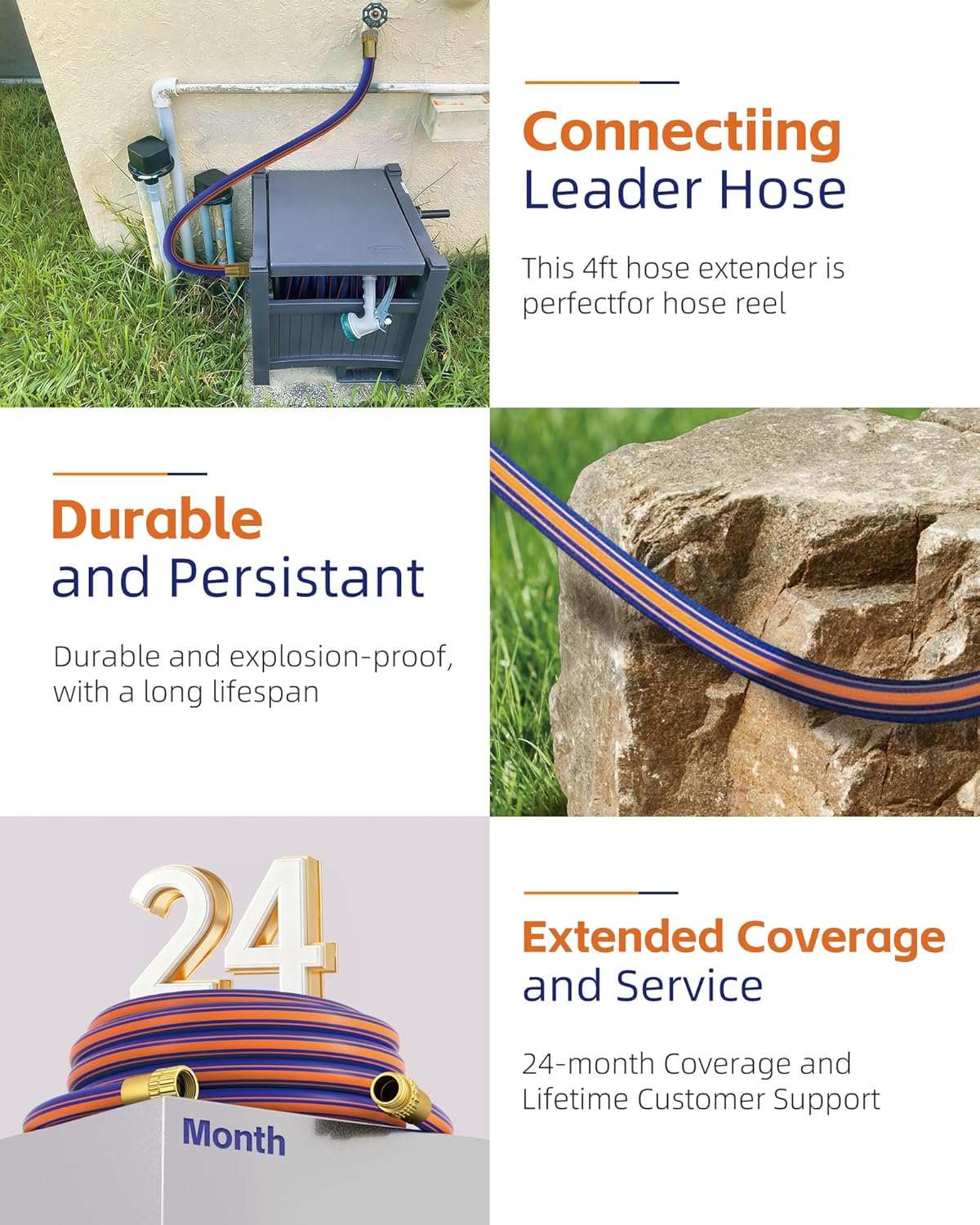 Garden Hose 25ft x 5/8'', Water Hose Heavy Duty, Flexible, Lightweight Hybrid Hose with Swivel Handle, Male to Female Fittings
