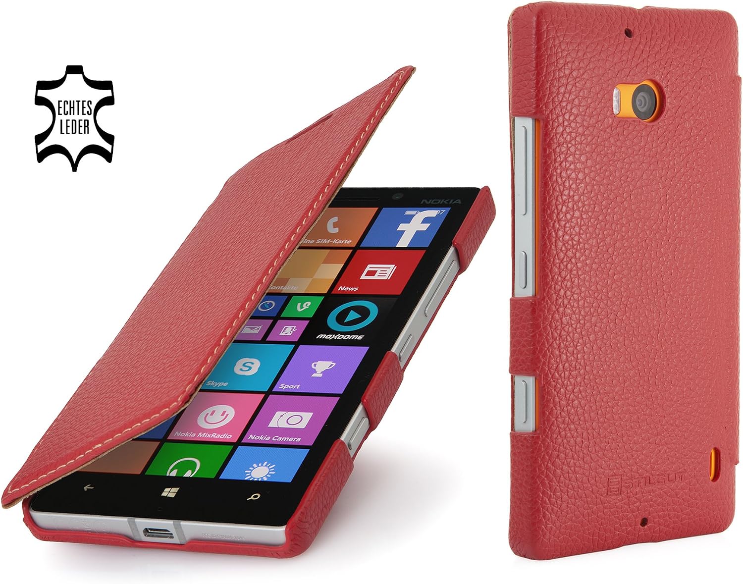 StilGut® Book Type, Leather Case for Nokia Lumia 930 & Lumia Icon (Verizon Wireless), Red