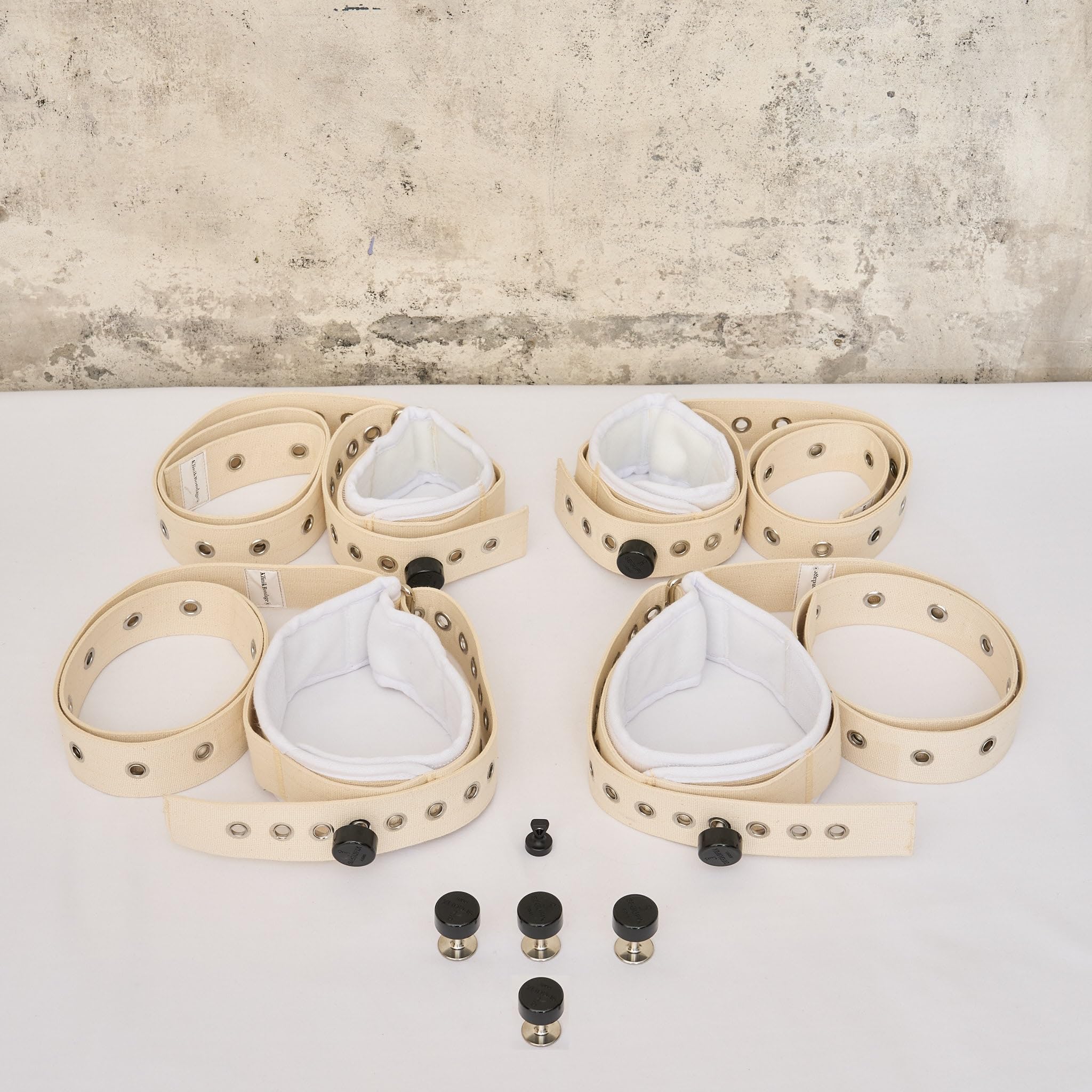 Liebesschaukel Beinspreiz-Set BDSM Bondage-Set Fessel-Set I Fesseln hogtied Fixierung sehr stabil - Premium Sexspielzeug I weiß I handgefertigt aus Baumwolle