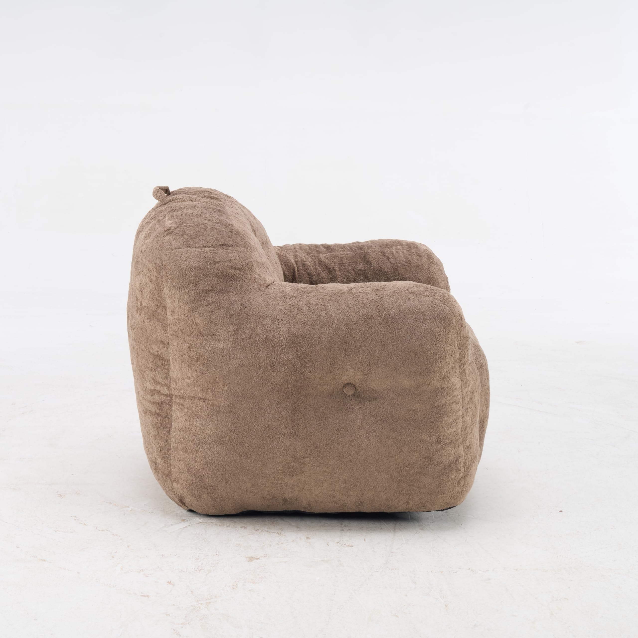 MURUL Puf gigante de piel sintética con cojín y taburete, cómodo sofá de lectura y juegos, cómodo sillón de lectura para adultos y niños, salón y dormitorio, color caqui