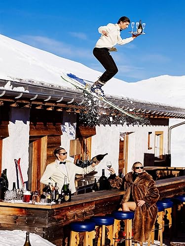 Póster de esquí vintage,Arte de pared de esquí retro, decoración de esquí Apres,Impresión de carrito de bar,Póster de esquí de los años 90,Foto de