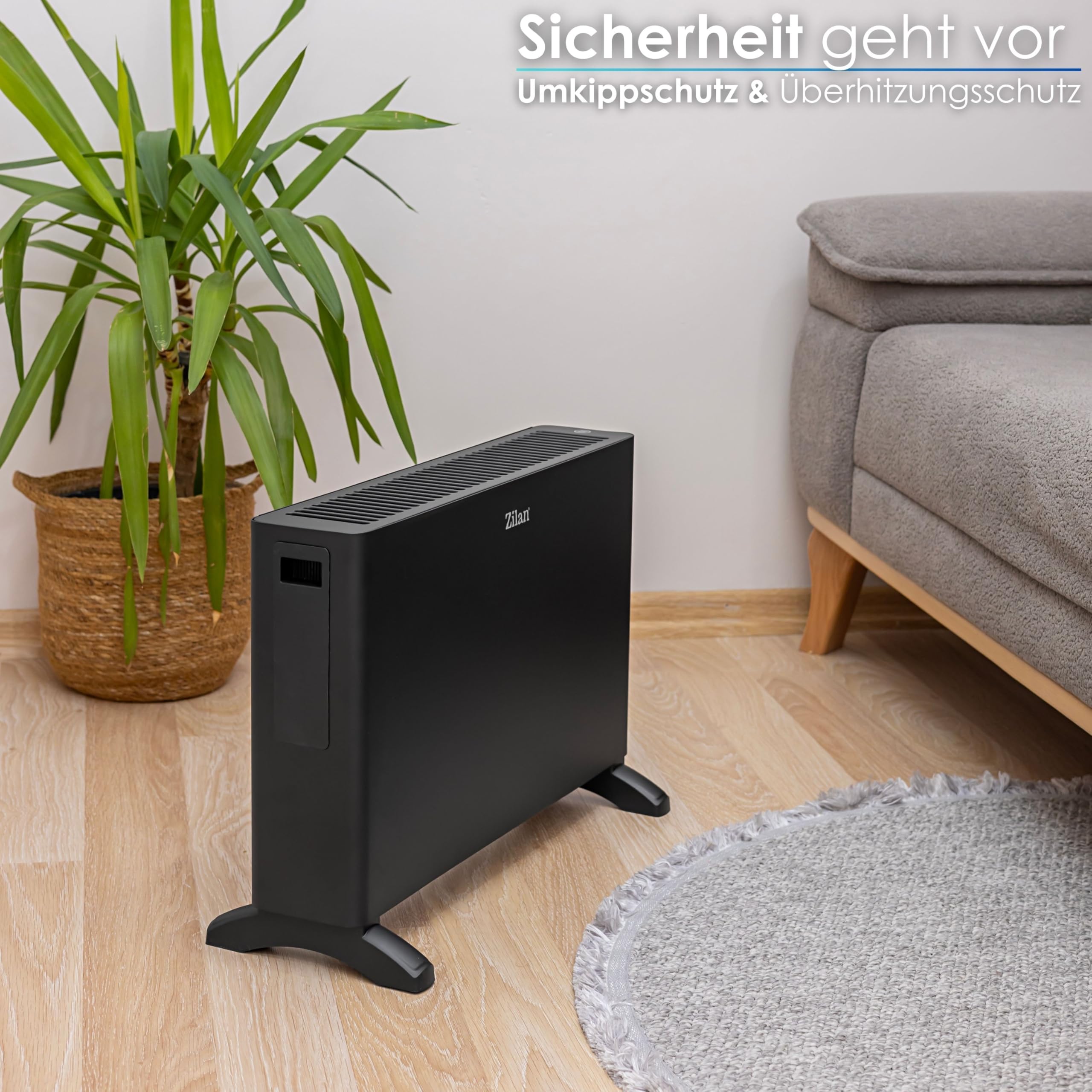 Konvektor Elektro 2 Heizstufen Convektor Elektroheizung Thermostat 1250/2000 Watt Schnellheizer Elektrische Heizung Heizstrahler