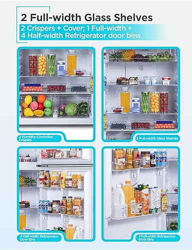 Miniatura 4 de BLACK+DECKER Refrigerador de montaje superior de 16.4 pies cúbicos con congelador, refrigerador de 2 puertas con congelador superior y controles de